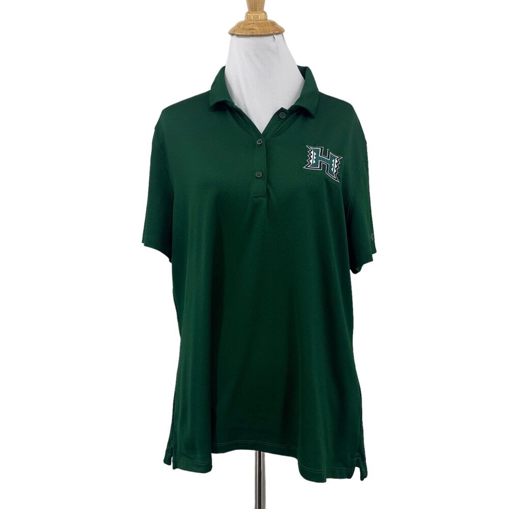Hawaii Warrior Polo Womens XL Extra Large Green Heatgear Under Armour Shirt